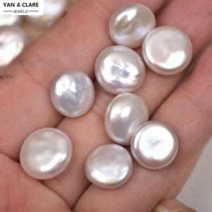 12-13mm White Coin Shape Loose Freshwater Pearls for Earrings Pendants Necklaces Bracelets