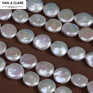 High Quality 12-13mm White Coin Baroque Pearl Strand