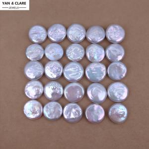 16-17mm White Coin Shape Freshwater Pearl 