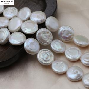 14-16mm White Coin Shape Freshwater Pearl Strand in 39cm