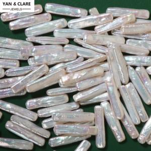 Baroque Oblong Stick Shape 6mmx24mm White Freshwater Pearl  