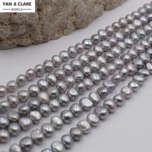 Dyed Grey Freshwater Baroque shape 9-10mm pearl in39cm length strand