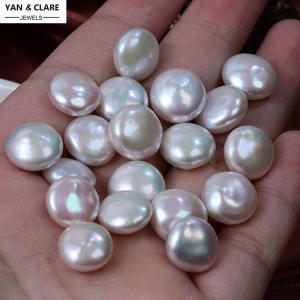 White Baroque Pearl in Coin Shape 12-13mm      