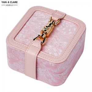 Premium Jacquard Style Jewelry Case with Gold Color Metal Lock