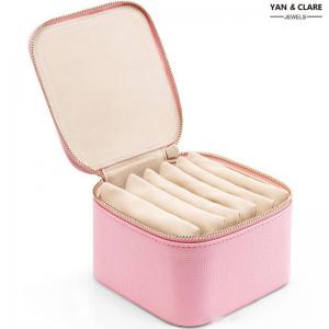 Pink Litchi Pattern PU Case with Inner Transparent Picket for Jewellery