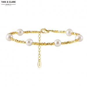 5-6mm Near Round Shape Freshwater Pearl Bracelet in 925 Sterling Silver