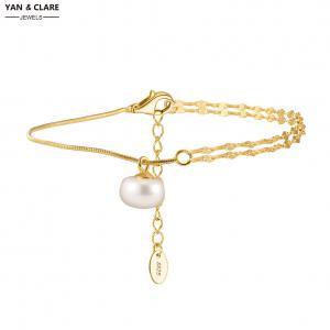 7-8mm Bread Shape Freshwater Pearl Bracelet in Sterling Silver