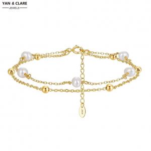 4-4.5mm Near Round Shape Freshwater Pearl Bracelet with 925 Sterling Silver Chain