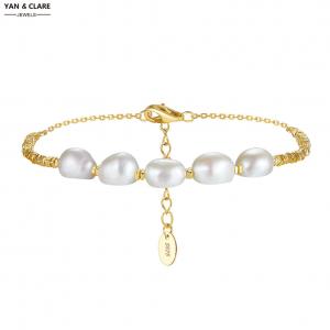 7-8mm Baroque Shape Freshwater Pearl with Silver Beads