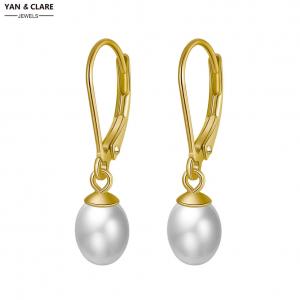  7-8mm Rice Shape Freshwater Pearl Earrings with 925 Sterling Silver Hook