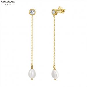 7-8mm Rice Coin Shape Freshwater Pearl Earrings