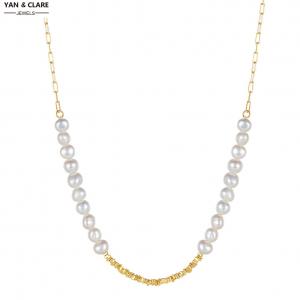 3.5-5mm Baroque Shape Freshwater Pearl Necklace with 925Sterling Silver Beads