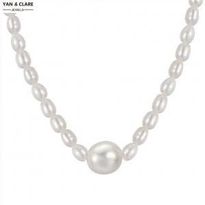 4-5mm Rice+10-11mm Baroque Shape Freshwater Pearl Necklace