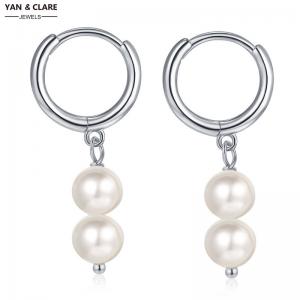 Loop Earrings in 6-7mm White Freshwater Pearl