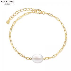 9-10mm Baroque White Freshwater Pearl in 925 Sterling Silver