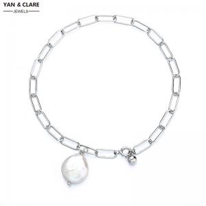 12mm Coin White Freshwater Pearl Bracelet with 925 Sterling Silver Clasp