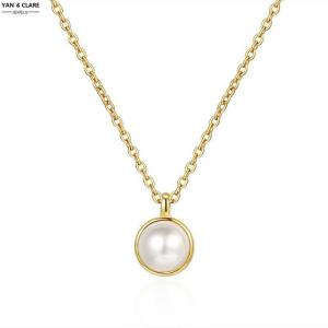 6mm Bread Shape White Freshwater Pearl Pendant Necklace